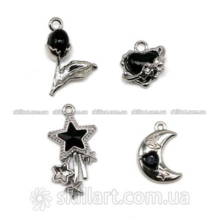 Металлические подвески из водяных хрусталей (цинковый сплав), 4шт